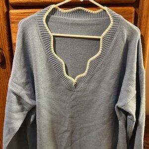 Light Blue & White Sweater 2X